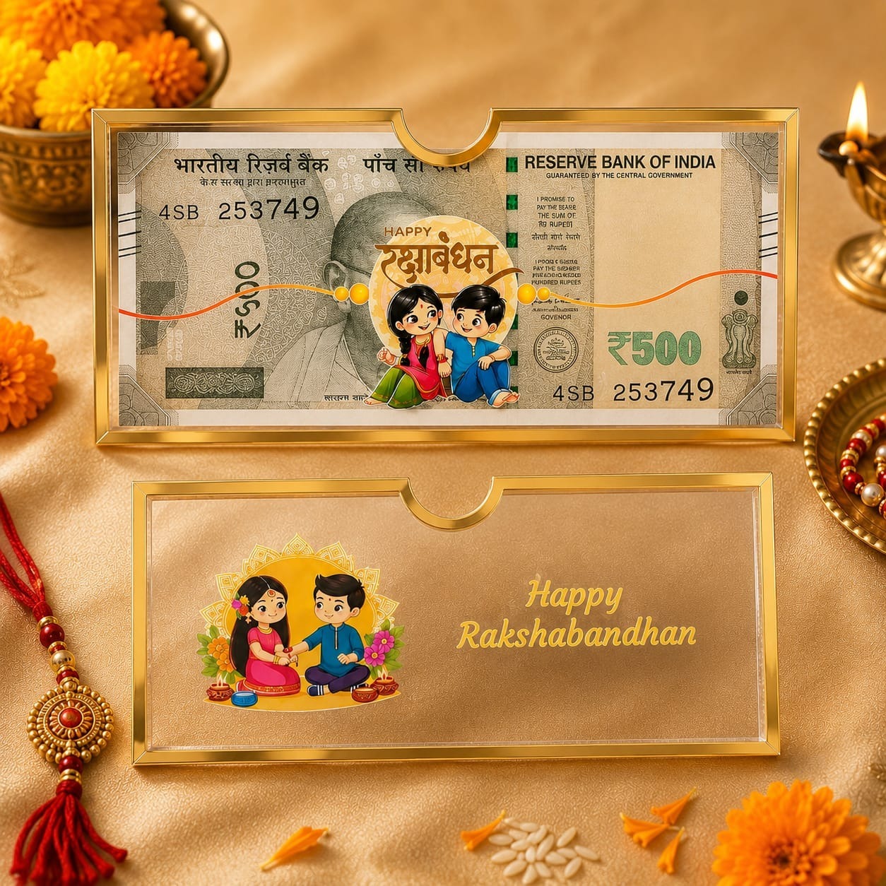 Rakshabandhan Acrylic Envelope Gift Cover | Premium Transparent Acrylic Envelope for Rakhi Gifting | Beautiful Rakhi Special Gift (Pack of 1)