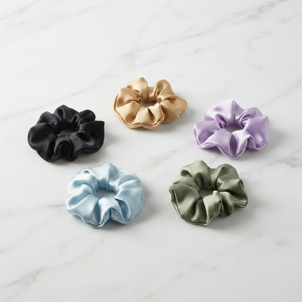Tiny Satin Scrunchies for Girls & Women | Soft Mini Hair Ties for Everyday Styling (Pack of 5)