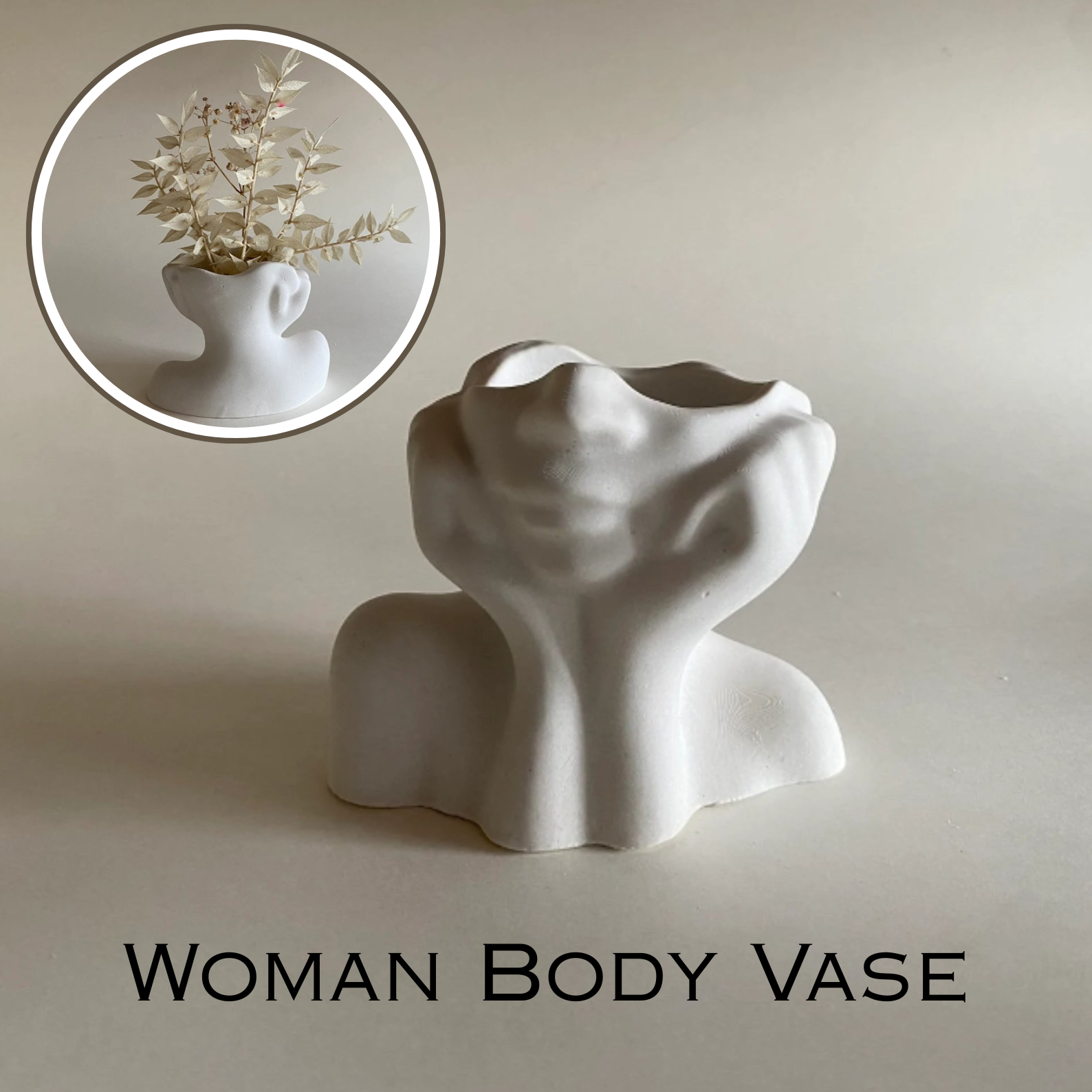 Plastic Woman Body Vase – Artistic Female Figure Flower Pot for Home & Office Decor, Perfect for Dried Flowers (Pack of 1)