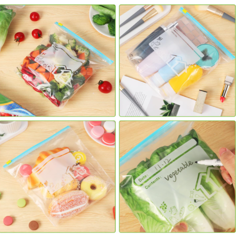 Plastic Standard Food Storage Bags with Zipper Seal – Transparent Reusable Food Pouches (15 Pieces)