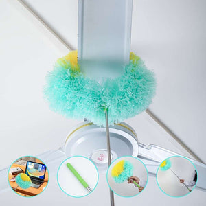 Extendable Fan Duster with Telescopic Pole, Textile Dust Brush for Ceiling and Fan Cleaning, Universal Fit, Colorful RV Cleaning Tool