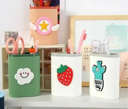 Plastic Desk Pen Stand (Random Design)