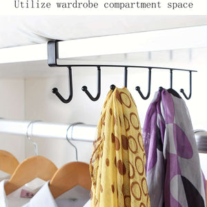 1 Pack Hanging Hooks Rack Under Cupboard Cabinet Cup Holder Coffee Mug Holder 6 Hooks Drilling Free Coffee Cups Holder Kitchen Utensil Storage Organizer Hook Rack