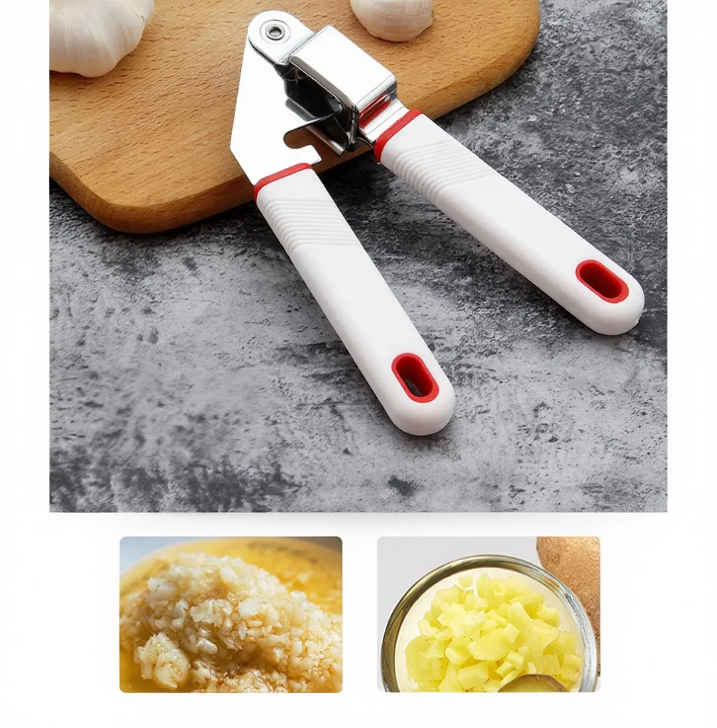 Premium Stainless Steel Garlic Crusher – Strong, Durable Manual Garlic Press