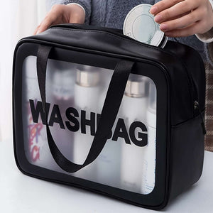 3PCs Set PVC Waterproof Toiletry Bag, Large Capacity Toiletry Bag, Portable Handheld Makeup Bag, Travel Storage Bag, Cosmetic/Toiletry Organizer, Student Dormitory Makeup Storage, Unisex Simple Makeup Bag, Pink/Black/White