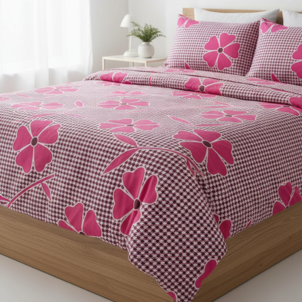 Super King Size Glace Cotton Printed Bedsheet with 2 Pillow Covers – Soft, Breathable & Stylish (Random Prints- Pack of 1)