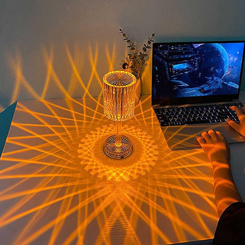Bedside clear crystal lamp with soft glow for cozy ambiance