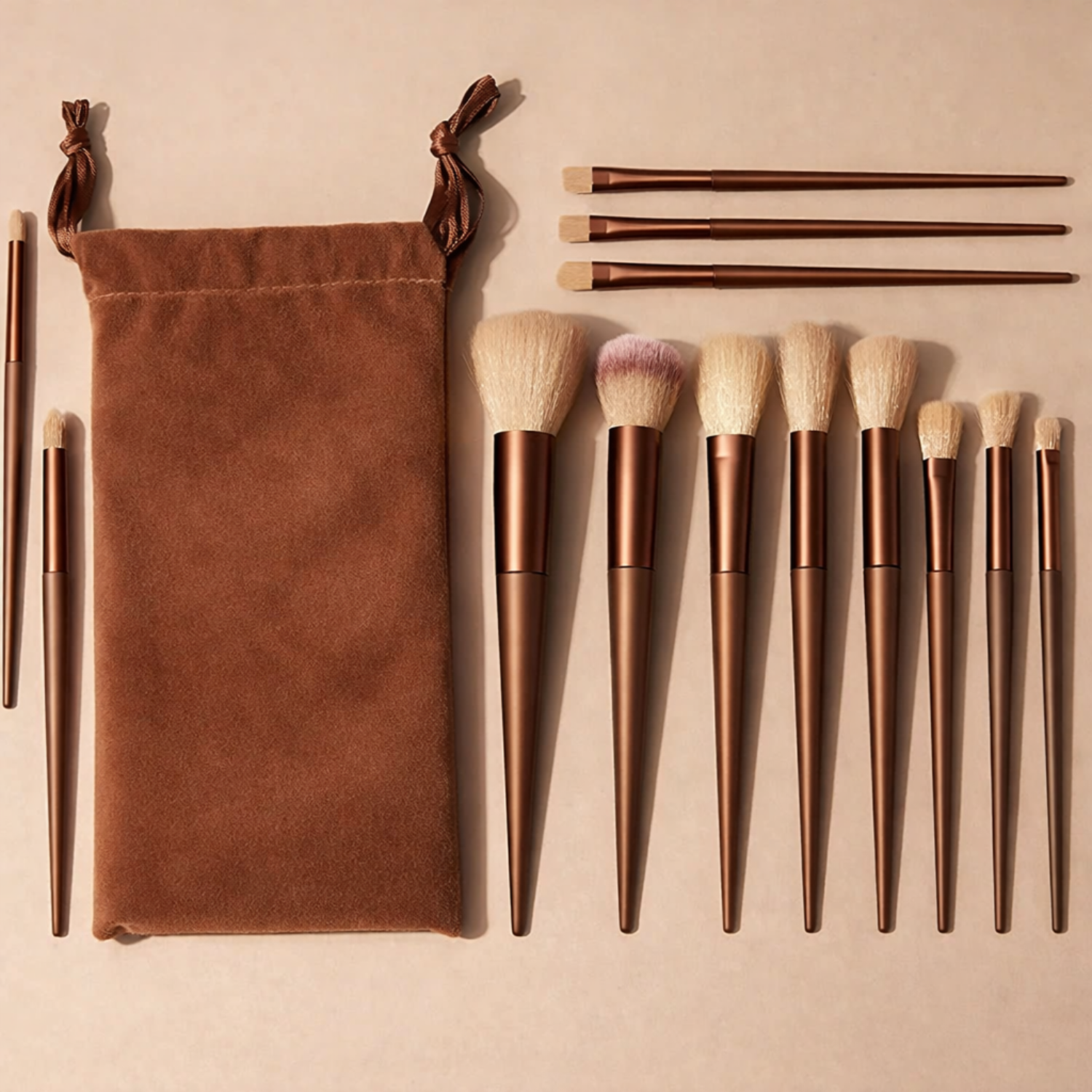 13 Pcs Professional Makeup Brush Set | Synthetic Cosmetic Brushes with Storage Pouch