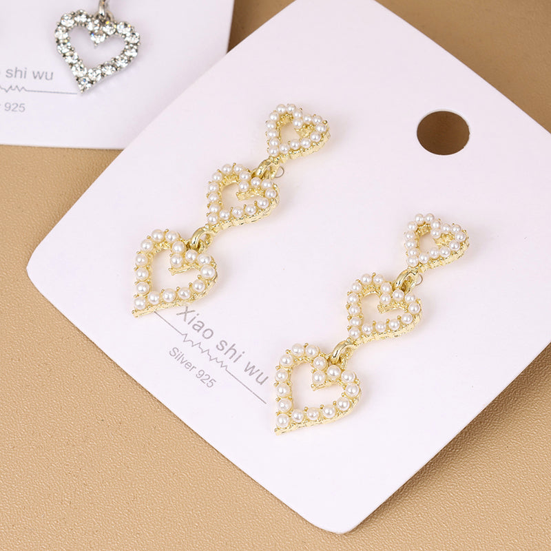 Long Hollow Heart Stud Earrings – Stylish Jewelry for Women & Teens (Random Color-Pack of 1 Pair)