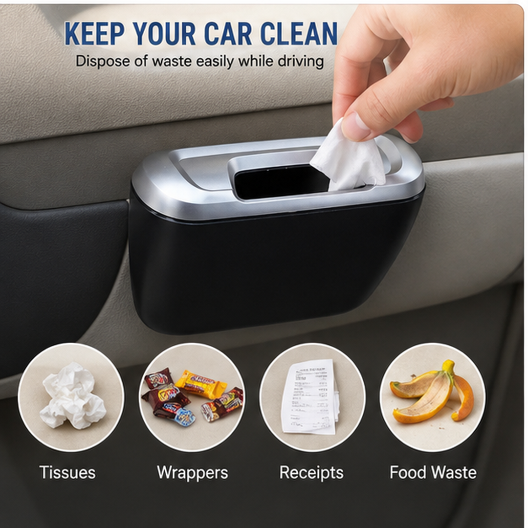 Mini Car Trash Bin Can Holder | Compact Car Dustbin for Tissue, Wrappers & Small Waste | Portable Car Garbage Bin (Standrad Size, Multi Color)