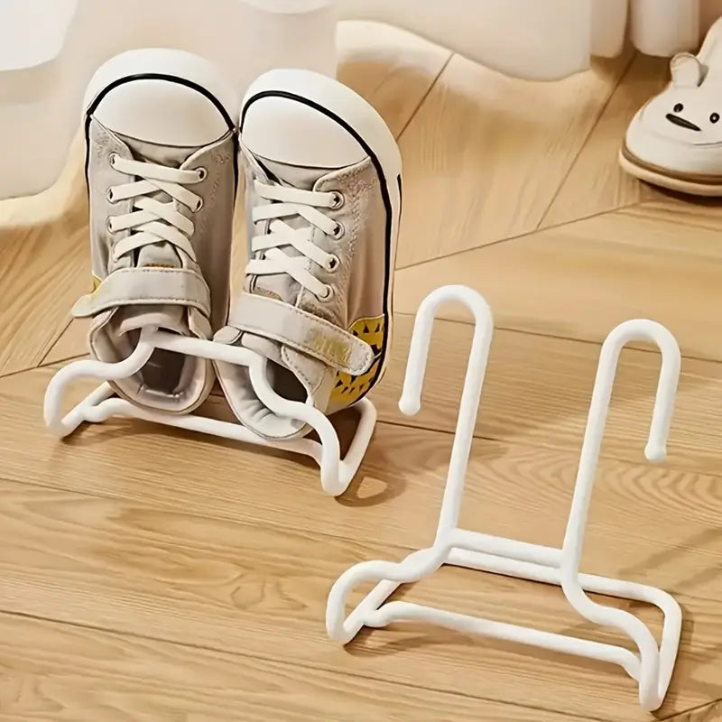 Space-Saving Plastic Shoe Rack with Dual Hooks