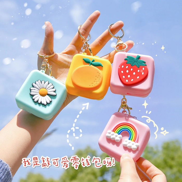 Silicone Coin Bag – Mini Zipper Pouch for Coins, Keys & Small Essentials (Random Print)