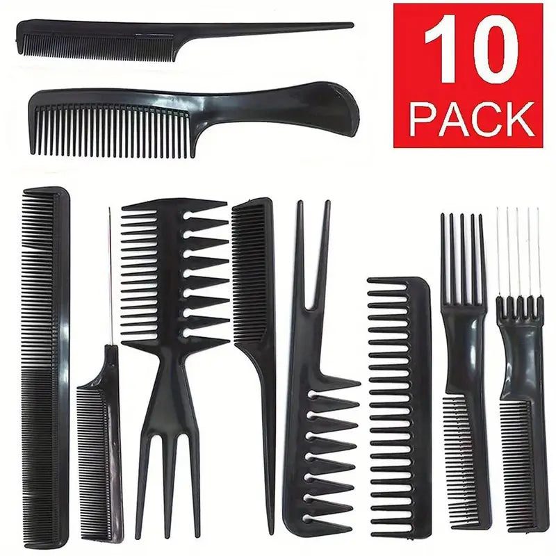 10 Pcs Hair Styling Professional Comb Set – Durable Hairdressing Combs for Salon & Home Use