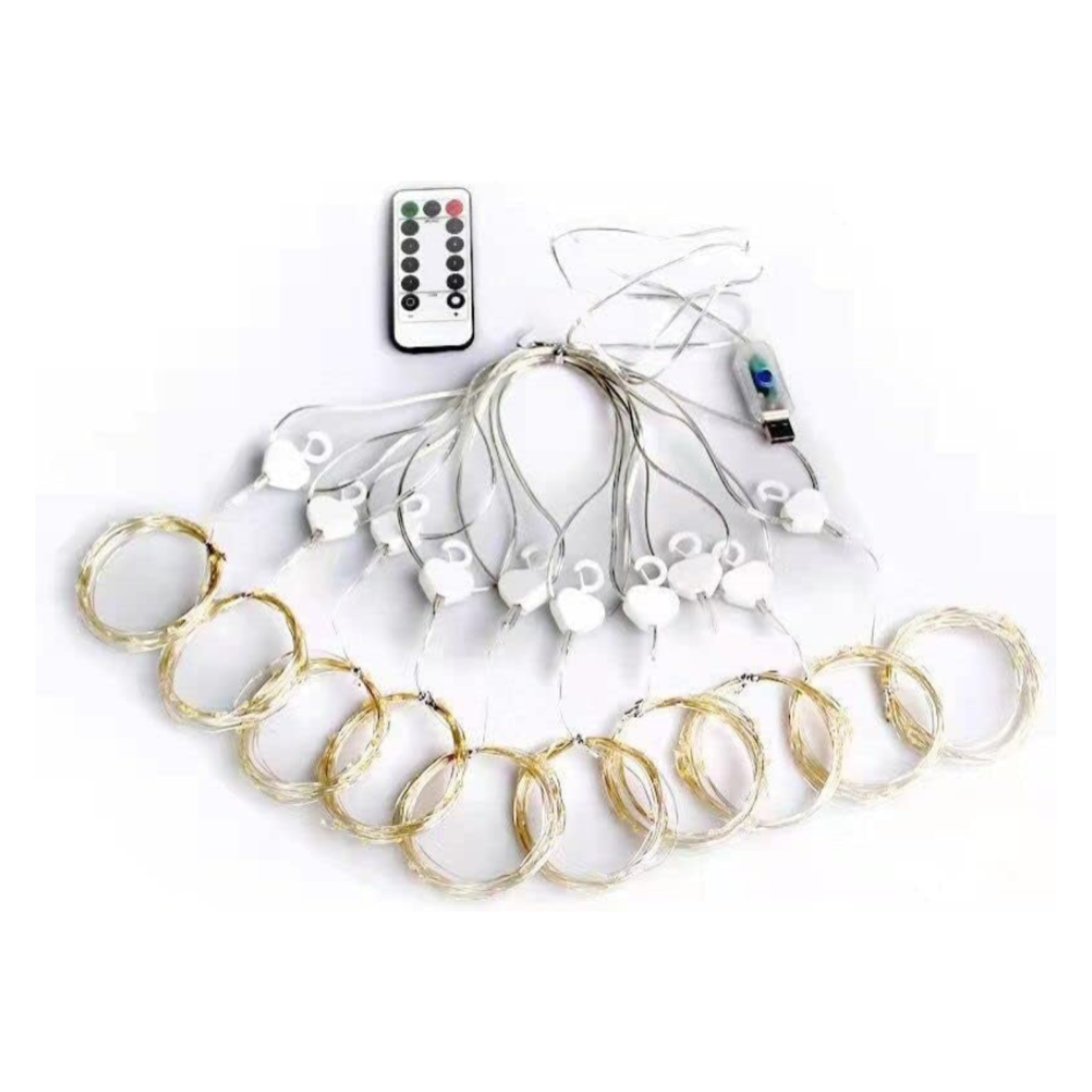 Curtain Fairy Lights with Remote – Colourful Copper Wire Window Lights, Multicoloured LED Backdrop String Lights (Warm White Mode Included)