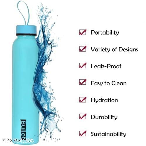 Bullet Colorful 1 Litre Water Bottle – Lightweight & Eco-Friendly – Durable Reusable Plastic Bottle (Random Color-Pack of 1)