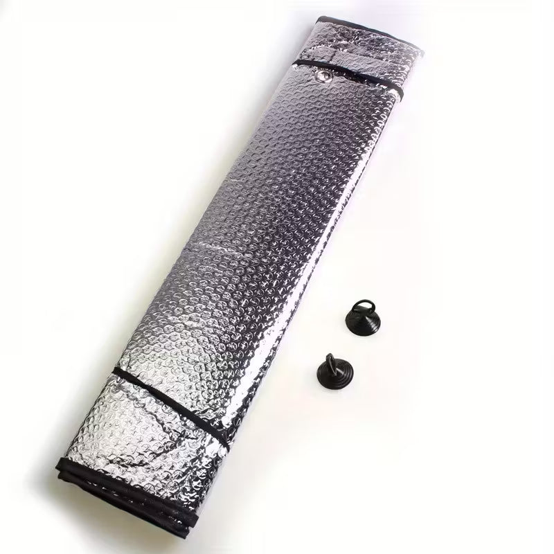 UV Protection Double-Sided Aluminum Foil Car Sunshade – Easy Roll-Up Windshield Sun Shield for Cars