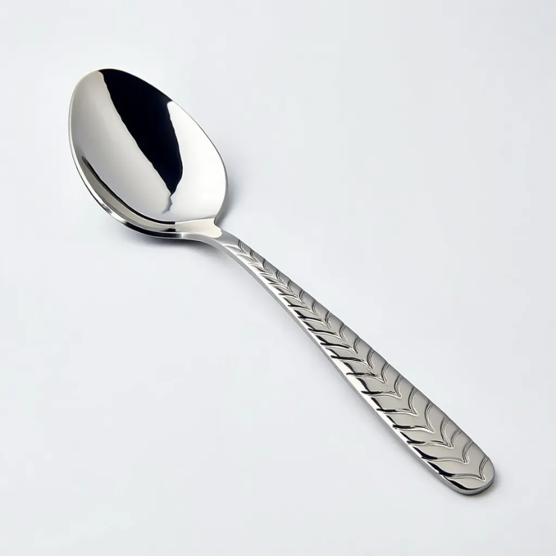 Stainless Steel Spoons with Decorative Textured Handles – Multipurpose Durable Flatware (Pack of 12)