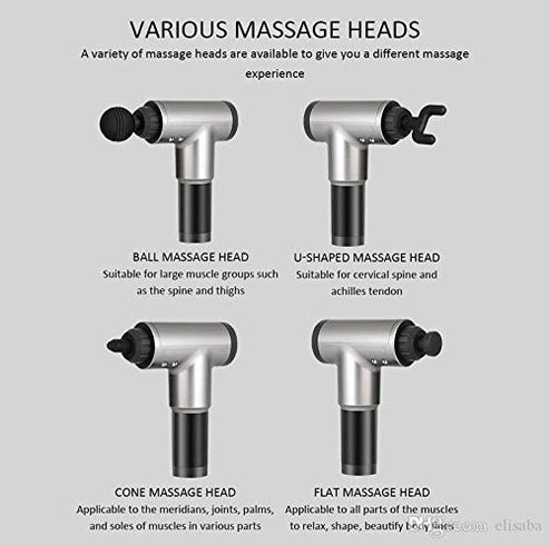 Deep tissue massage gun in portable handheld design with ergonomic grip