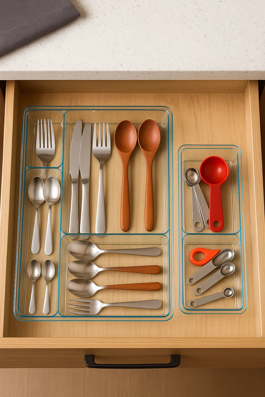 2 Pcs Set Multipurpose Drawer Organiser Tray for use in Kitchen and Office, Random Partition