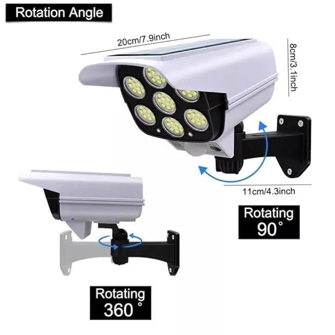 Dummy camera style solar LED security light with motion detection and waterproof design