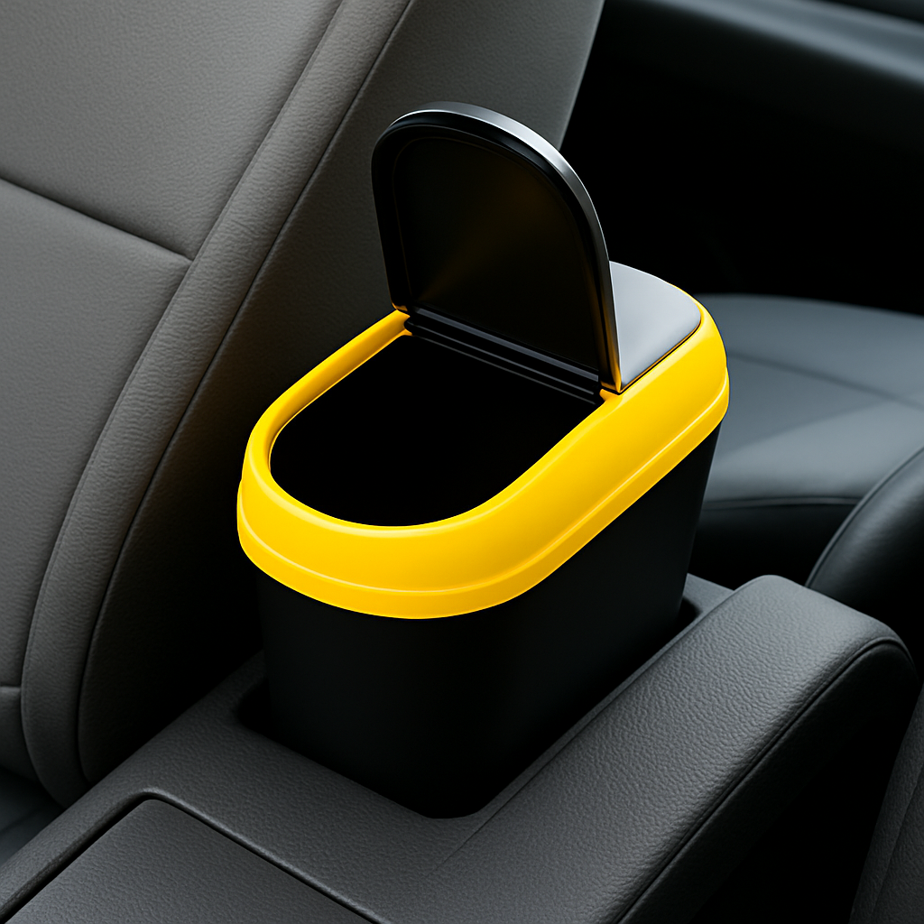 2-Way Lid Car Dust Bin – Multifunctional Garbage Organizer for Car & Vehicle (Random color-Pack of 1)