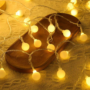 Charming 20 LED Globe String Lights - Frosted White, for Indoor & Outdoor Decor, Perfect for Weddings, Bedrooms, Balconies