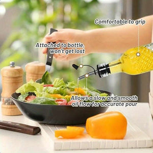 1 Pc Glass Oil Dispensers 500ml Oil and Vinegar Bottle with Pourer Square Shape (Random Design)