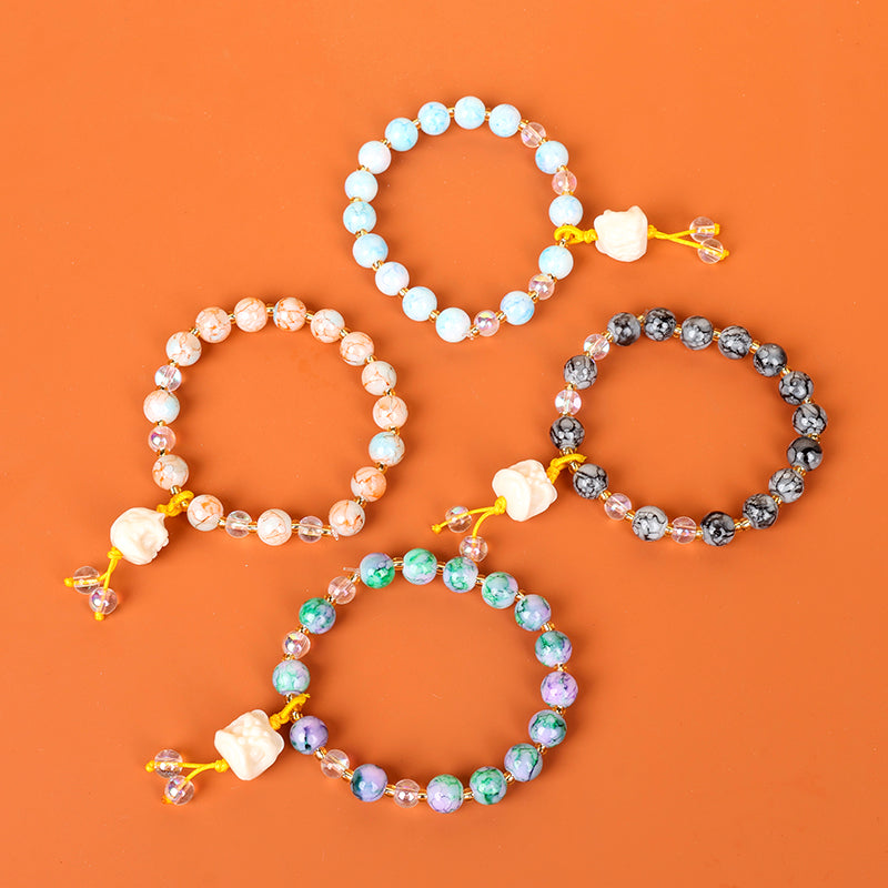 Viral Beaded Lion Charm Bracelet – Stylish Bead Bracelet for Men & Women (Random Color-1 Pc)