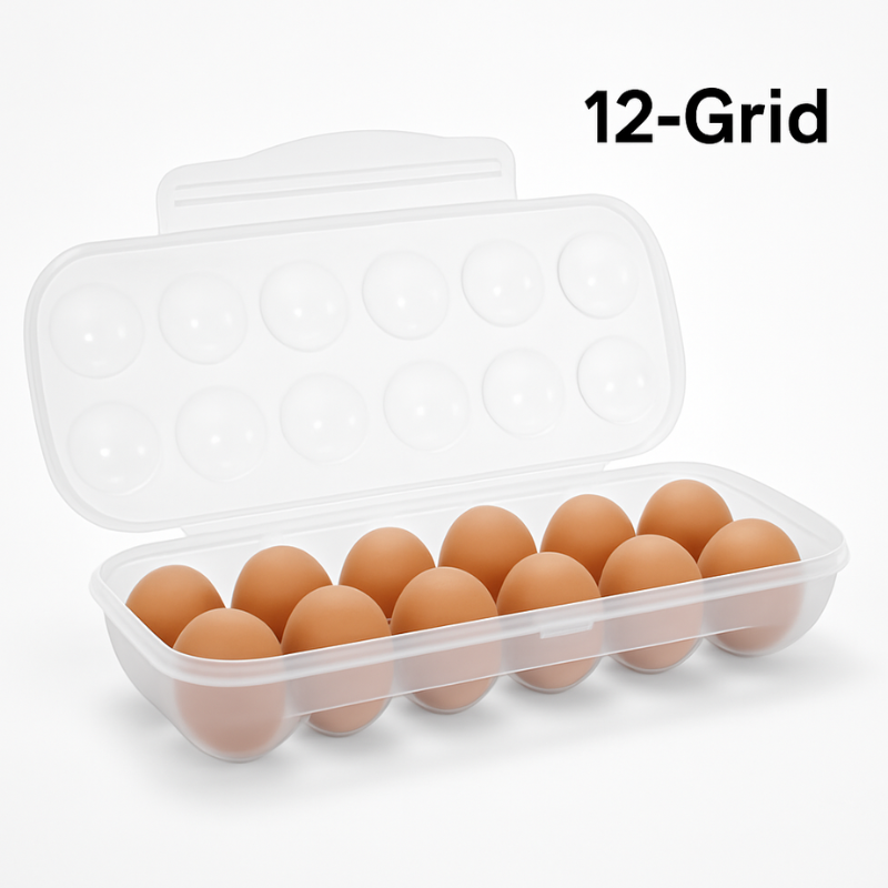 Durable Transparent Egg Storage Tray – 12-Grid Kitchen Organizer (Pack of 1)