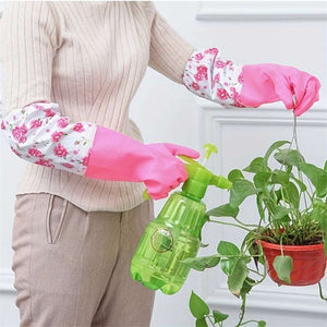 Kitchen Cleaning Long Sleeve Fleece - Lined Warm Gloves, Rubber Waterproof Kitchen Cuff Gloves for Cold Weather, Ideal for Laundry, Dishwashing & Household Chores, Kitchen Cleaning Gloves