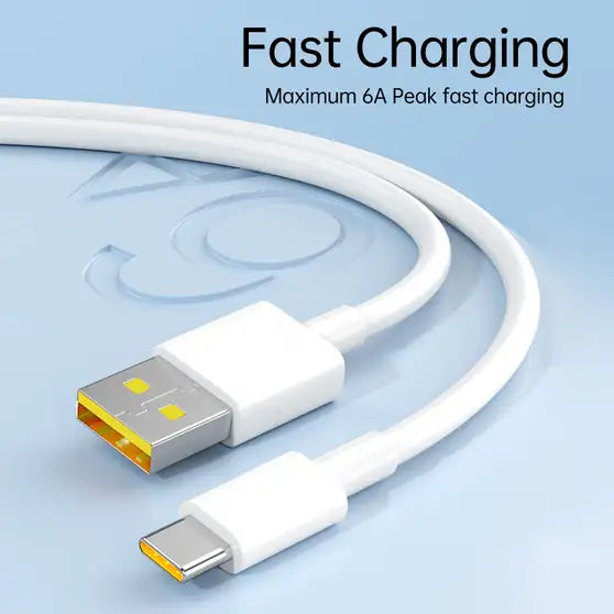 SHKOD 67W 6A Fast Charging Type-C Cable – Full Product View with White Design
