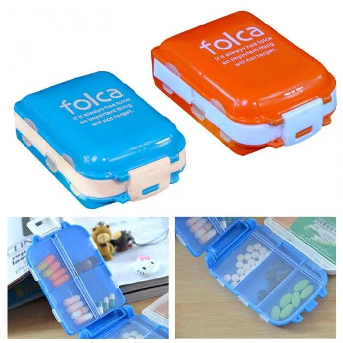 Folca Medicine Box – Travel-Friendly Pill Case with Compartments (Random color-Pack of 1)