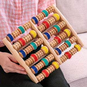 Wooden Six-row Large Roller Foot Point Massager, Hand Massage, Home Foot Massage Shelf