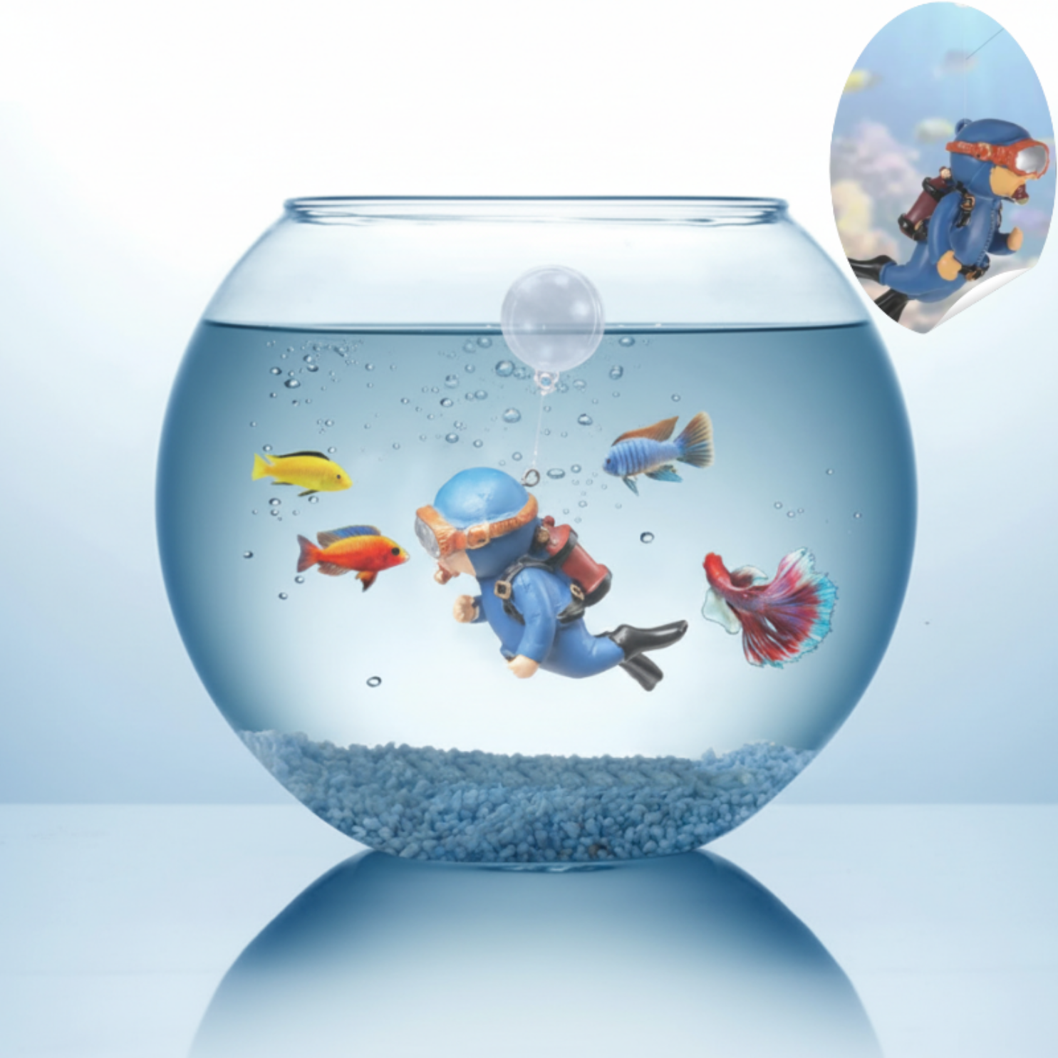 Mini Floating Diver Ornament – Cute Aquarium Decoration Made with Eco-Friendly Resin