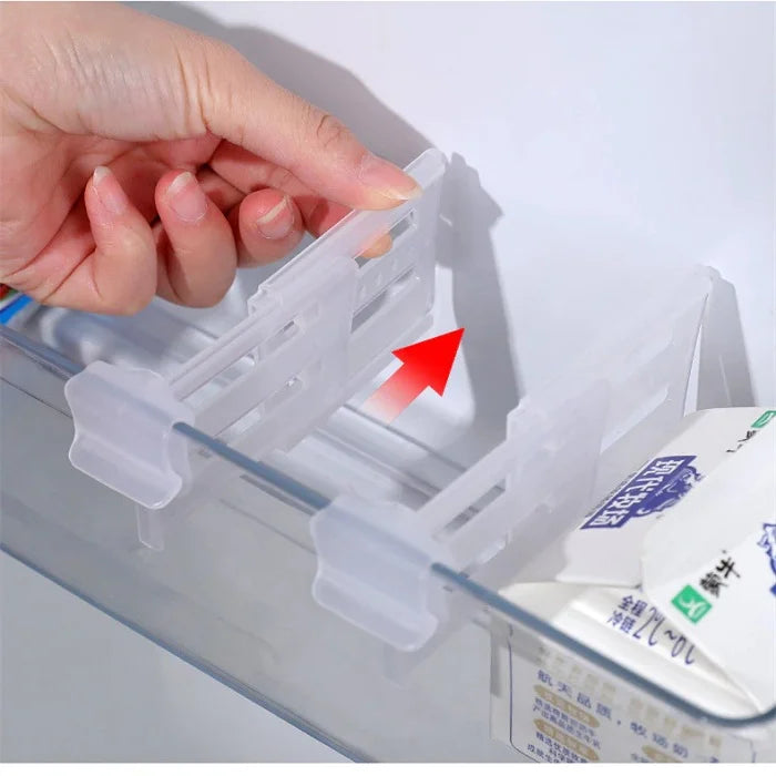 4 Pcs Fridge Organizer Adjustable Shelf Divider – Expandable Refrigerator Drawer Partition Clips for Easy Storage & Organization