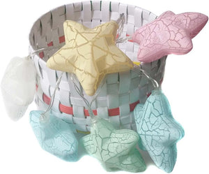 Full view of 10 LED star lights arranged along a 5.2 ft wire, showcasing the even spacing and soft ambient glow suitable for home decoration - Decor Items, Decor LED Lights