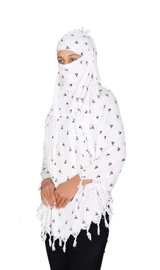 The scarf styled around the neck over a plain outfit, emphasizing its lightweight and versatile fashion appeal for casual or semi-formal wear - Women Accessories, Women Fashion
