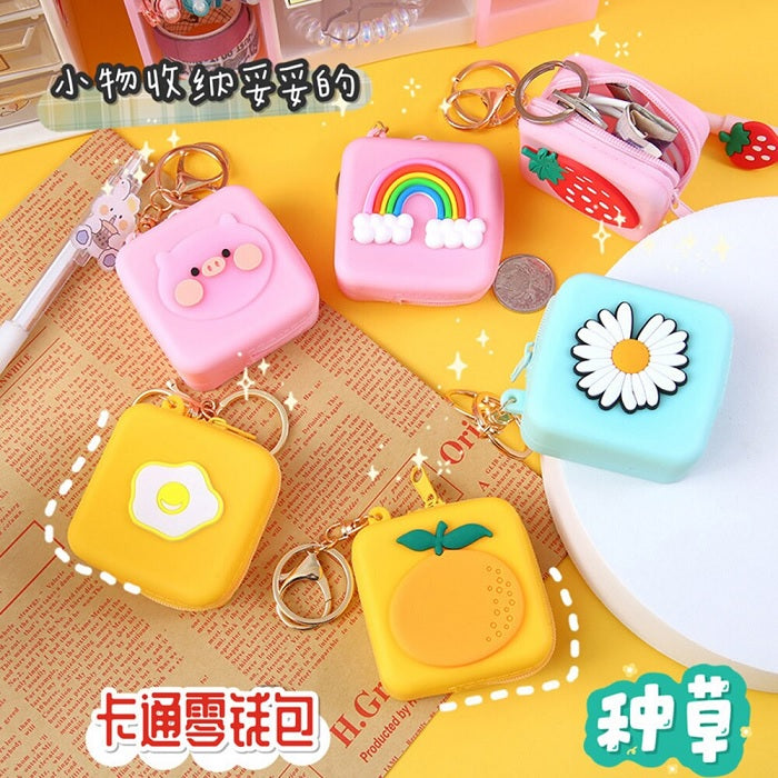 Silicone Coin Bag – Mini Zipper Pouch for Coins, Keys & Small Essentials (Random Print)