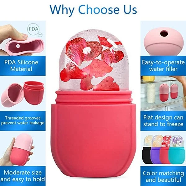 Face Ice Roller – Cooling Massager for Skin Tightening, Puffiness & Glowing Face (Random Colour-Pack of 1)