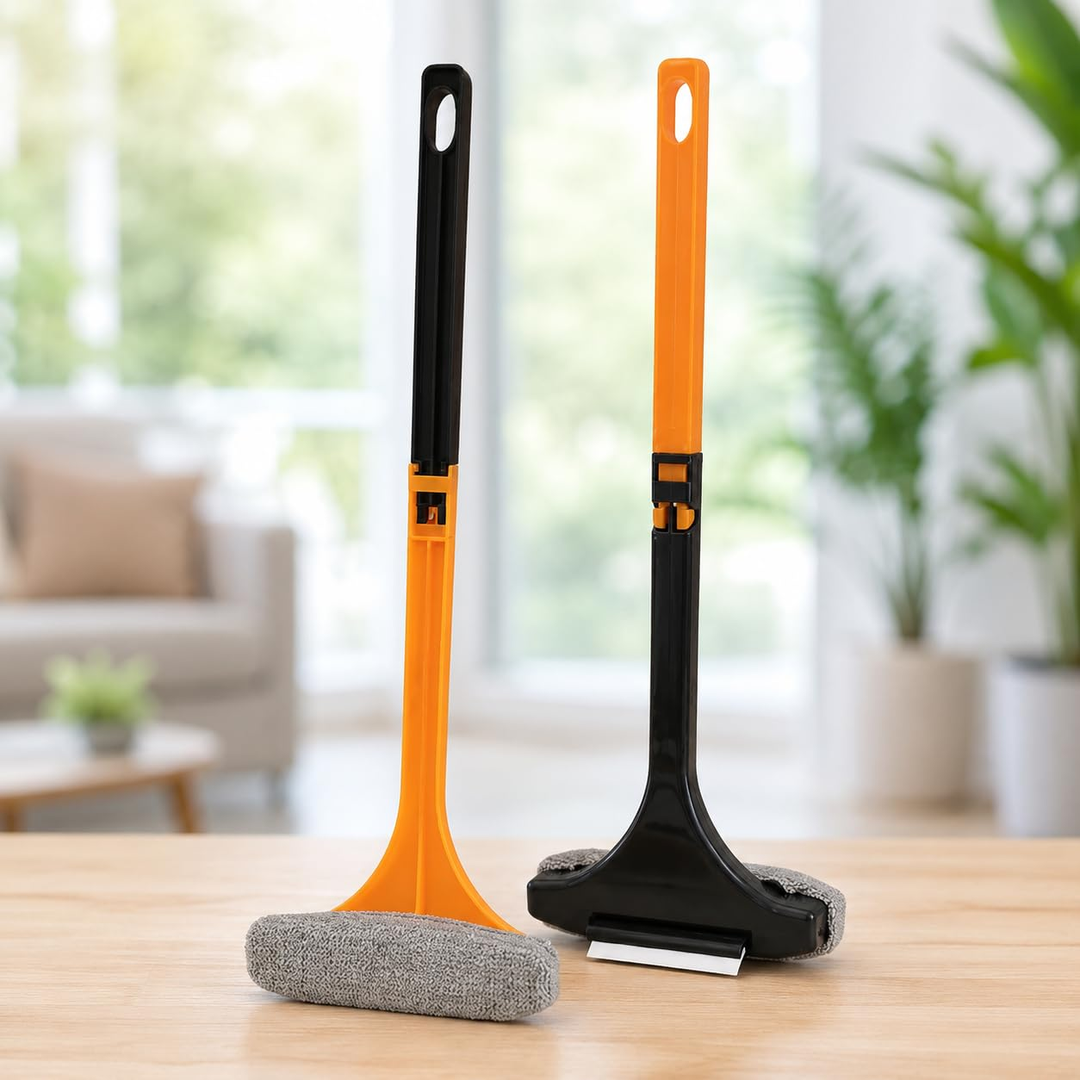Window Screen Cleaning Brush with Wiper – Multi-Functional Plastic Cleaning Tool for Windows, Glass, and Screens (Random color-Pack of 1)