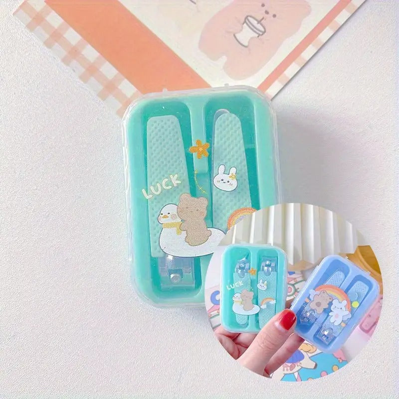Children’s Nail Clippers Set of 2 Pcs - Cute & Safe Nail Scissors for Kids, Portable Manicure Tool (Random Color)