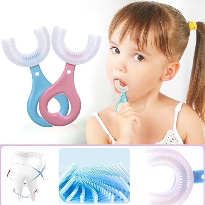 U-Shaped Kids Toothbrush – Baby Teeth Cleaning & Oral Care Brush (Random color-Pack of 1)