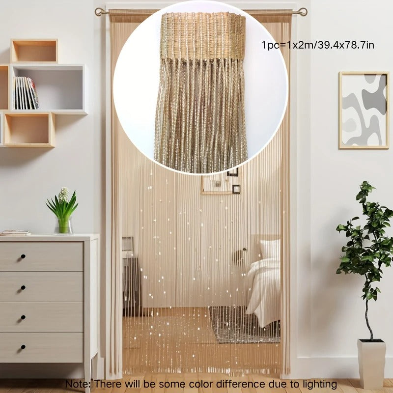 Elegant String Curtain – Decorative Beaded Doorway Divider with Glitter Threads for Living Room (1 Pcs)