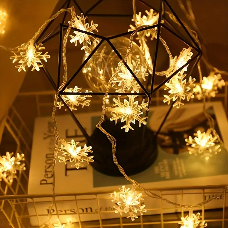 16 LED Light Snow Flake Warm White String Fairy Light Plug in for Bedroom Decor Indoor Outdoor Decor