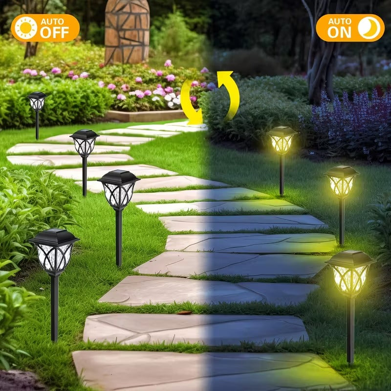 2 Pcs Solar Pathway Warm White Lights – Waterproof LED Garden Lights for Outdoor Lawn, Path, Driveway & Landscape Decoration