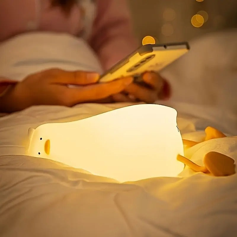 Lying Flat Duck Silicone Night Led Lamp with USB Connector