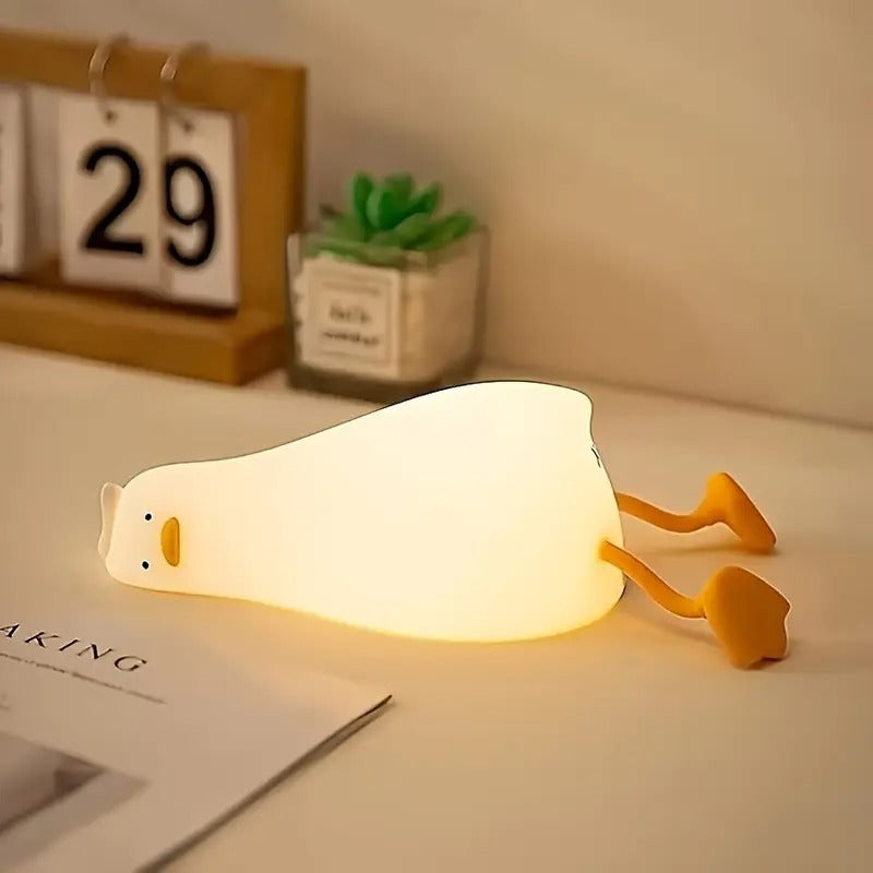 Lying Flat Duck Silicone Night Led Lamp with USB Connector