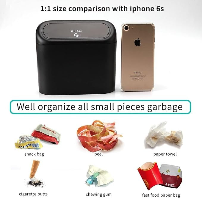 Plastic Car Trash Can With Lid, Mini Vehicle Trash Bin Car Dustbin Garbage Organizer