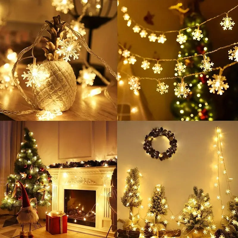 16 LED Light Snow Flake Warm White String Fairy Light Plug in for Bedroom Decor Indoor Outdoor Decor
