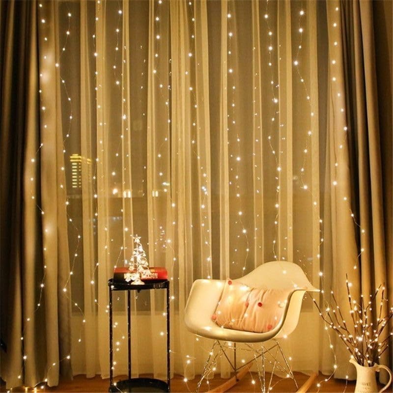 USB Powered LED Curtain String Warm White Light